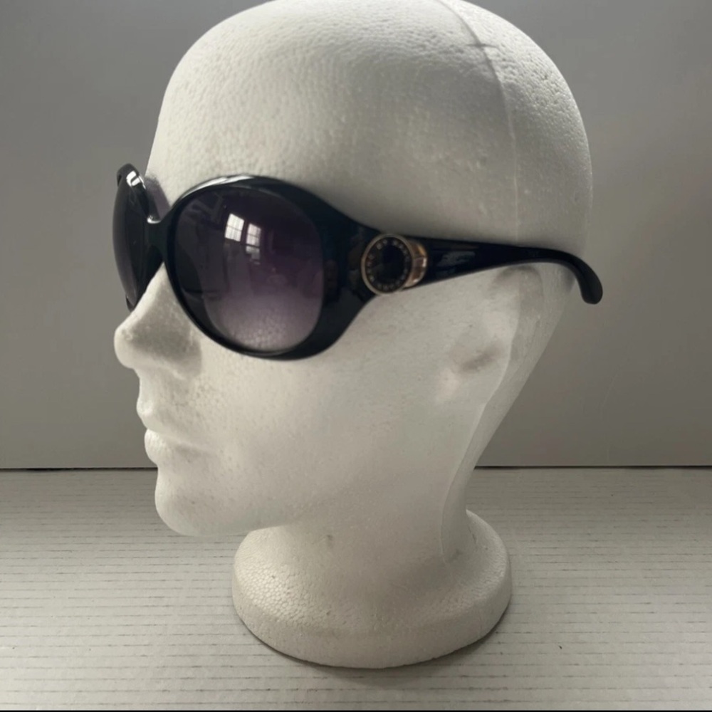 Marc By Marc Jacobs Women’s Sunglasses Black Gold Logo Purple Tint Oval Lenses